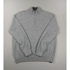 Faherty Brand Mens Quarter Zip Sweater Heather Gray Cotton Blend Size L